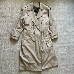 London Fog Towne Tan Flannel Lined Trench Coat w/ Removable Liner